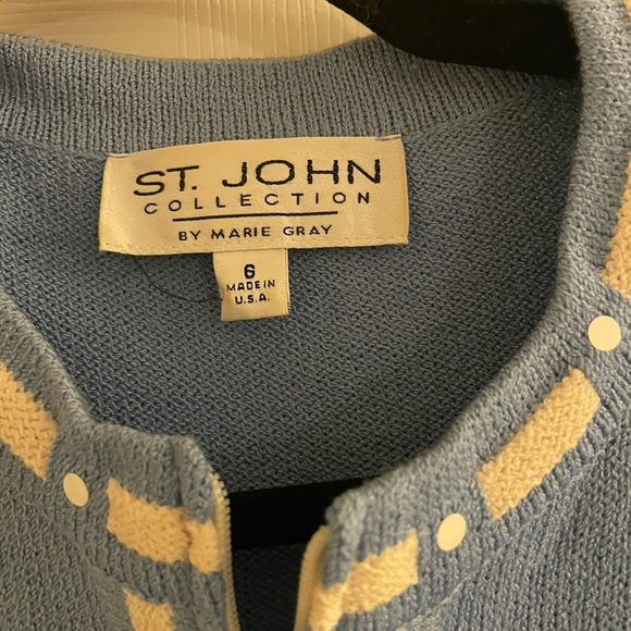 St. John Blue and white classic old money Two-Piece maxi knit Skirt Suit size 6 - Picture 3 of 15